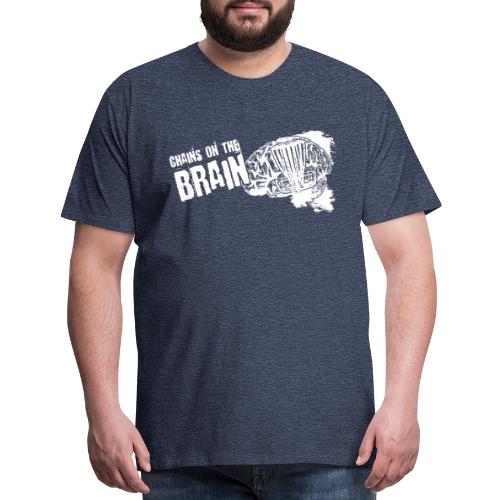 Chains on the Brain Disc Golf White Print - Men's Premium T-Shirt