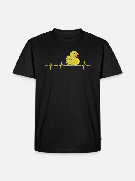 Cute Rubber Duckie Heartbeat - Men's Premium T-Shirt - black