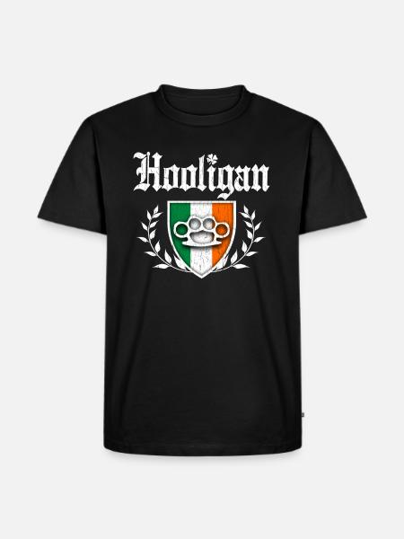 Irish Hooligan Crest vintage distressed look - Men's Premium T-Shirt - black