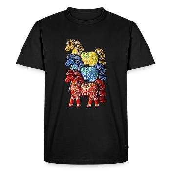 Swedish Dala Horse, Scandinavian sverige sweden - Men's Premium T-Shirt - black - Front - Nico (187cm)