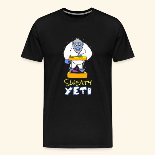 Sweaty Yeti Treadmill Fitness Design on Dark - Men's Premium T-Shirt