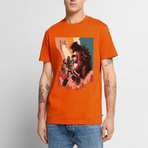 Steel vs Scales: Mecha vs Monster Battle Design - Men's Premium T-Shirt