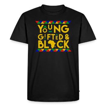 YOUNG GIFTED AFRICA MOTHERLAND AFRO EDUCATED - Men's Premium T-Shirt - black - Front - Nico (187cm)