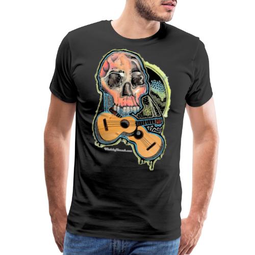 Skull and Ukulele - Watercolor - Men's Premium T-Shirt
