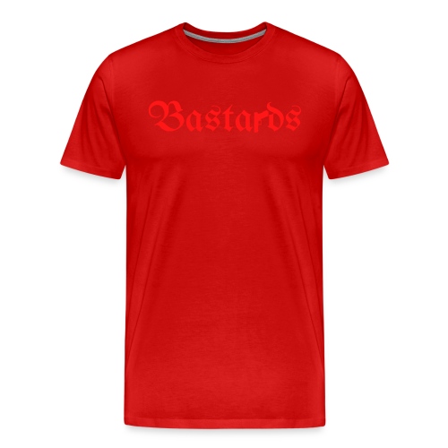 Bastards Gothic Letters Gun (in red letters) - Men's Premium T-Shirt