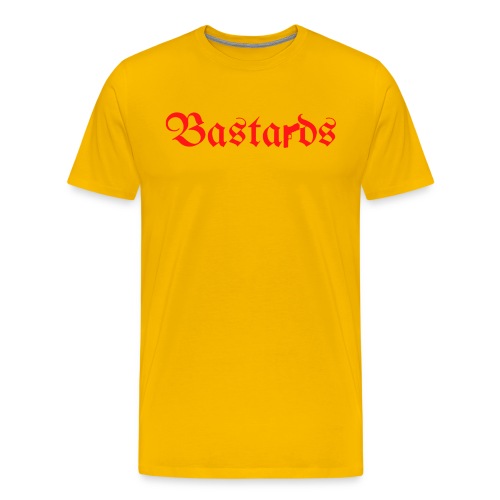 Bastards Gothic Letters Gun (in red letters) - Men's Premium T-Shirt