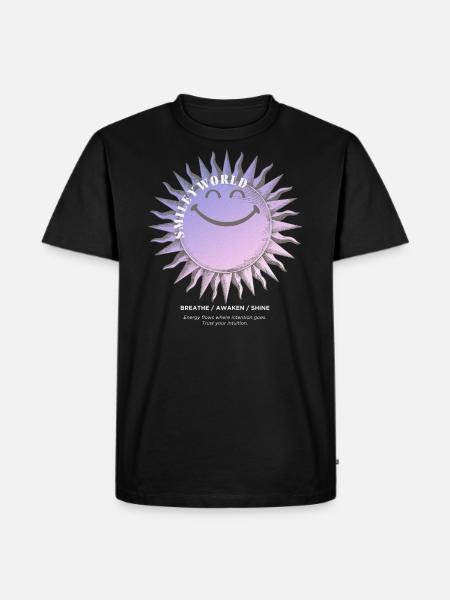 SmileyWorld Smiling Sun In Purple - Men's Premium T-Shirt - black