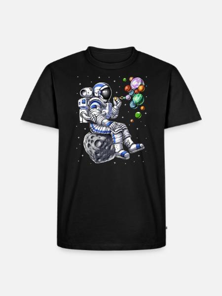 Astronaut Blowing Bubbles - Men's Premium T-Shirt - black