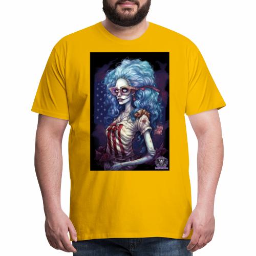 Patriotic Undead Zombie Caricature Girl #1C - Men's Premium T-Shirt