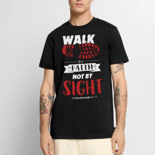 Walk by Faith Not by Sight - Red & White - Men's Premium T-Shirt