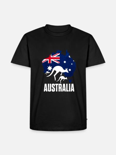 Australian Map With Kangaroo - Men's Premium T-Shirt - black