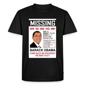 MISSING BARACK OBAMA - Men's Premium T-Shirt - black - Front - Nico (187cm)