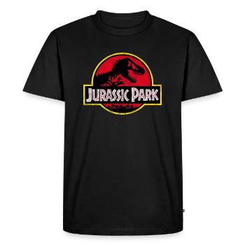 Jurassic Park Logo Classique Rouge Avec T-Rex - T-shirt premium pour hommes - noir - Devant - Nico (187cm)