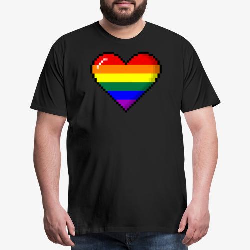 LGBTQ Pride8Bit Pixel Heart - Men's Premium T-Shirt