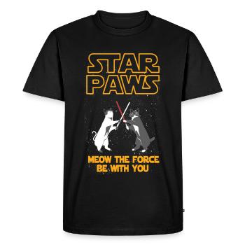 Star Wars cat version - Meow the force be with you - Men's Premium T-Shirt - black - Front - Nico (187cm)