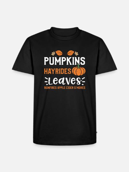 Pumpkins Hayrides Leaves Bonfire... - Men's Premium T-Shirt - black