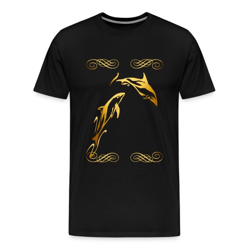 Two Gold Dolphins with frilly frames - Men's Premium T-Shirt
