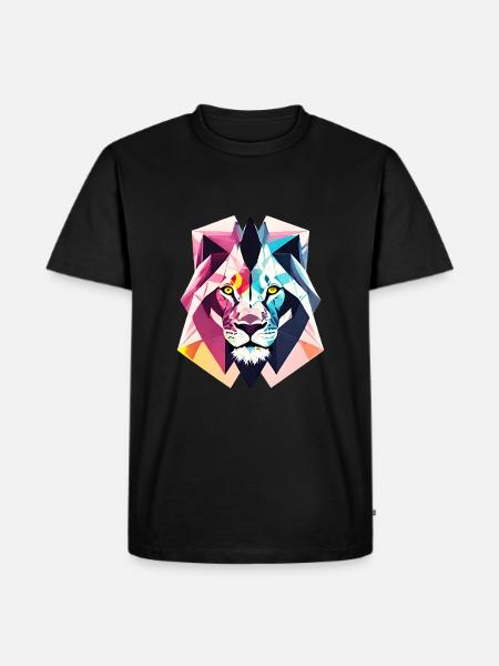 Polygon lion - Men's Premium T-Shirt - black