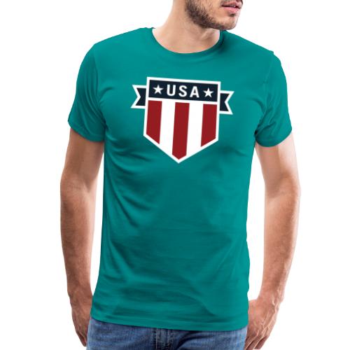USA Pride Red White and Blue Patriotic Shield - Men's Premium T-Shirt