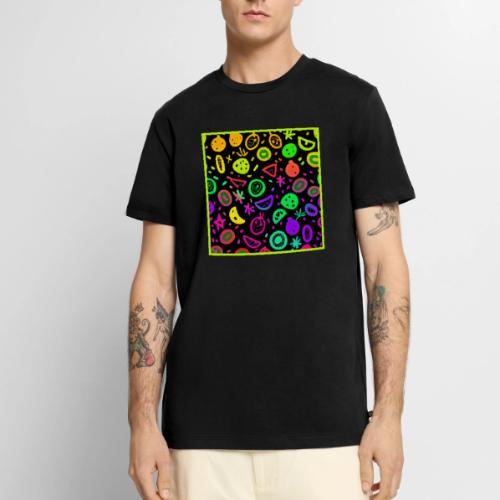 Vibrant Neon Fruits Pattern Art - Men's Premium T-Shirt