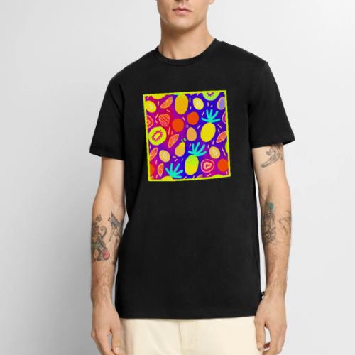 Neon Dynamic Fruit Pattern Art - Men's Premium T-Shirt