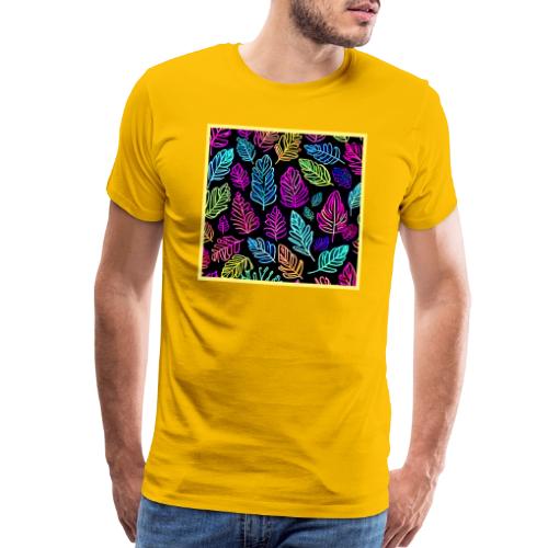 Luminous Foliage Tapestry: Neon Leaves Symphony - Men's Premium T-Shirt