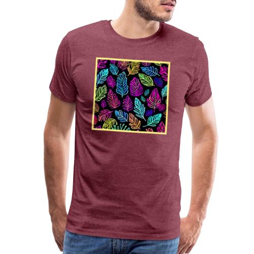 Luminous Foliage Tapestry: Neon Leaves Symphony - Men's Premium T-Shirt