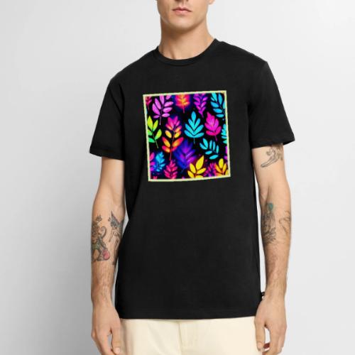 Neon Leaves Abstract Pattern - Men's Premium T-Shirt