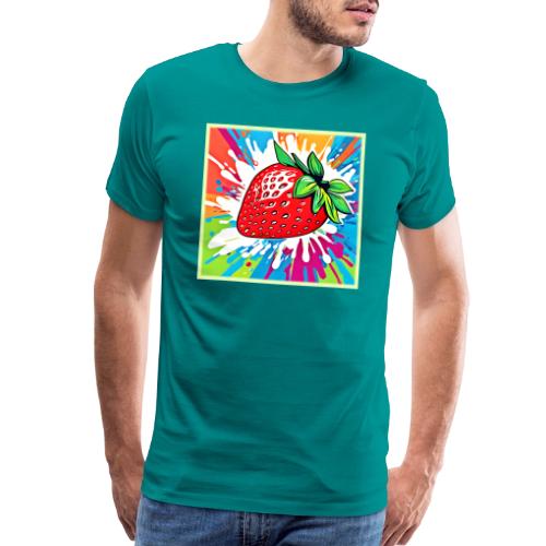 Vibrant Strawberry Artwork - Men's Premium T-Shirt