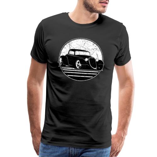 Retro Hot Rod Grungy Sunset Illustration - Men's Premium T-Shirt