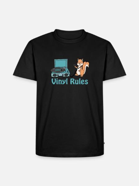 vinyl rules sky blue - Men's Premium T-Shirt - black
