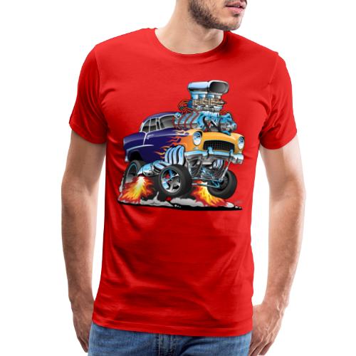 Classic Fifties Hot Rod Muscle Car Cartoon - Men's Premium T-Shirt