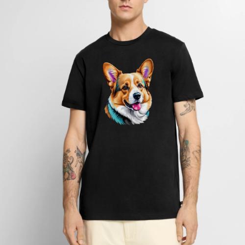 Corgi With a splash of blue - Men's Premium T-Shirt