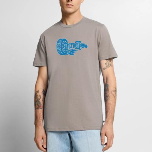 The D® - Detroit Wheel Guitar with Flames Bl Slvr - Men's Premium T-Shirt