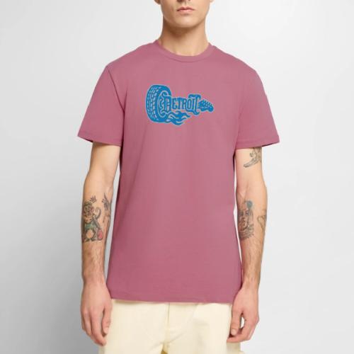 The D® - Detroit Wheel Guitar with Flames Bl Slvr - Men's Premium T-Shirt