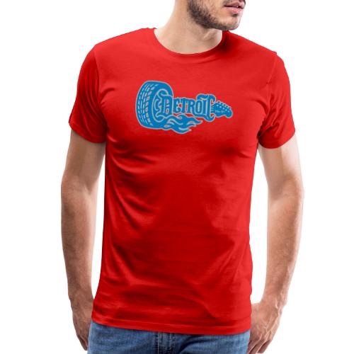 The D® - Detroit Wheel Guitar with Flames Bl Slvr - Men's Premium T-Shirt