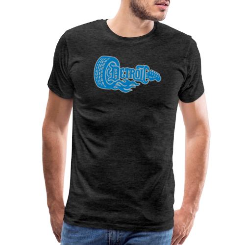 The D® - Detroit Wheel Guitar with Flames Bl Slvr - Men's Premium T-Shirt