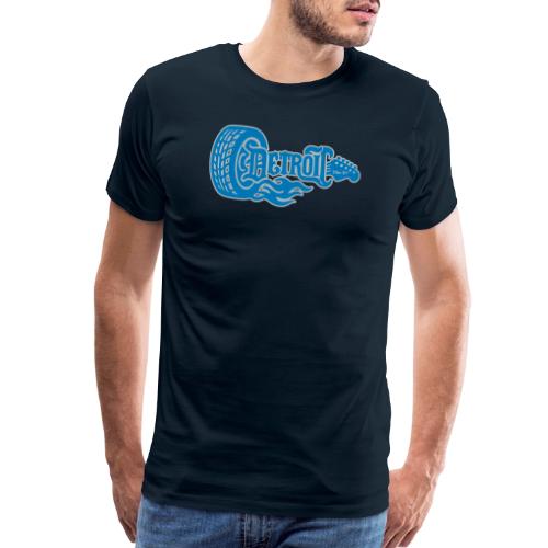 The D® - Detroit Wheel Guitar with Flames Bl Slvr - Men's Premium T-Shirt