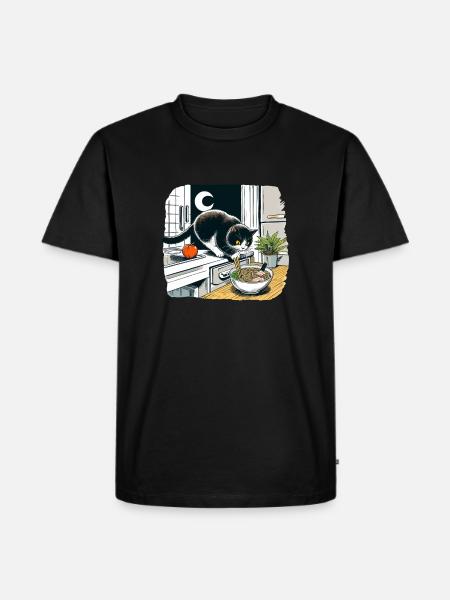 Moonlit Cat Noodle Quest - Men's Premium T-Shirt - black