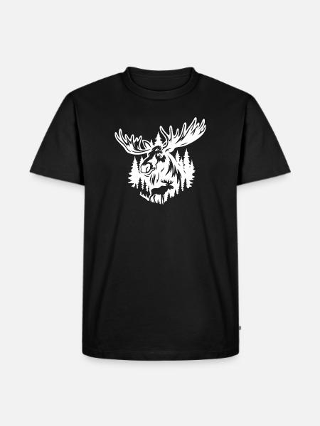 Majestic Moose Forest Illustration - Men's Premium T-Shirt - black