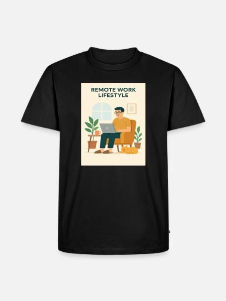 Remote Work Lifestyle Illustration - Men's Premium T-Shirt - black