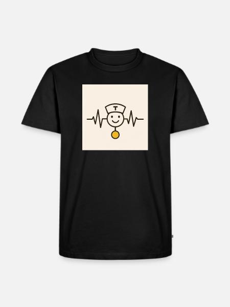 Nurse Heartbeat Smile Badge - Men's Premium T-Shirt - black