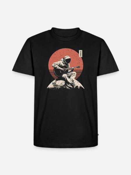 Astronaut Guitar on Lunar Sunset - Men's Premium T-Shirt - black