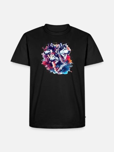 Husky Trio Neon Splash - Men's Premium T-Shirt - black