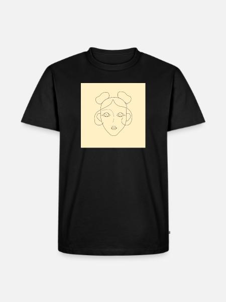 line girl face - Men's Premium T-Shirt - black