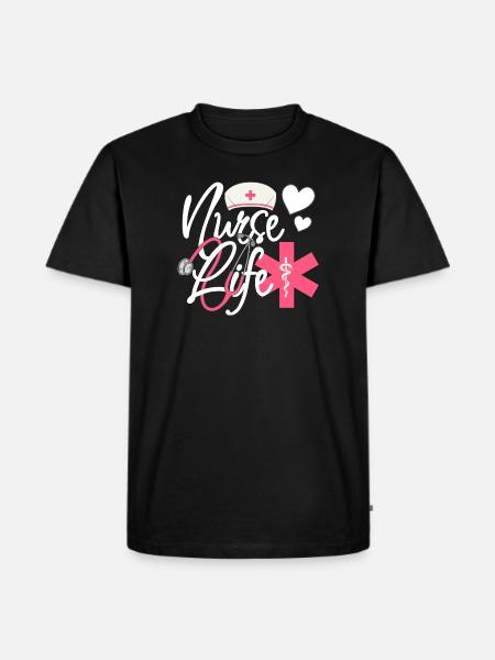 Nurse Life – Heart & Stethoscope Pride - Men's Premium T-Shirt - black