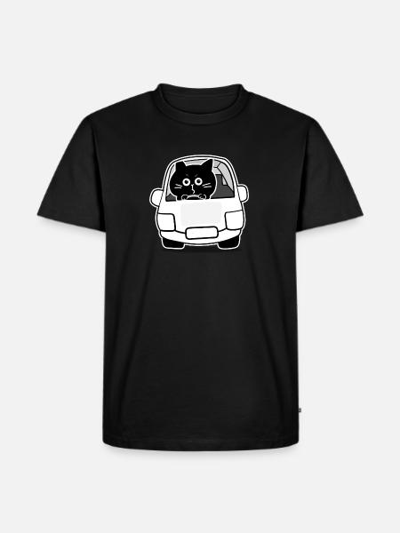 Chubby Black Cat Expressions - driver cat - Men's Premium T-Shirt - black
