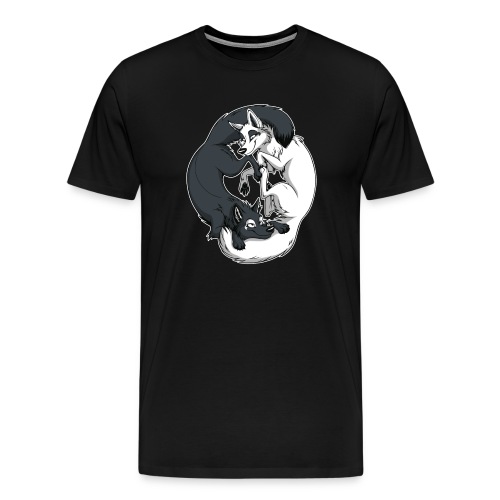 Yin Yang Foxes (white border) - Men's Premium T-Shirt