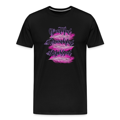 pink feathers grateful thankful blessed - Men's Premium T-Shirt