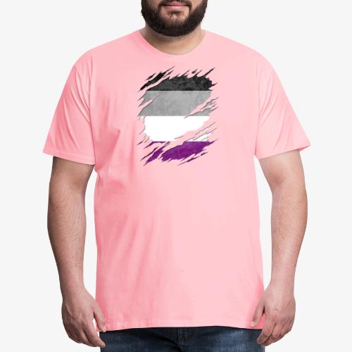Asexual Pride Flag Ripped Reveal - Men's Premium T-Shirt